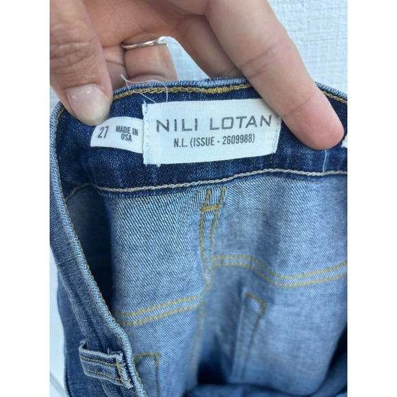 Nili Lotan London Women's Cropped Wide Leg Jeans Size 27 Distressed Denim - Picture 4 of 7